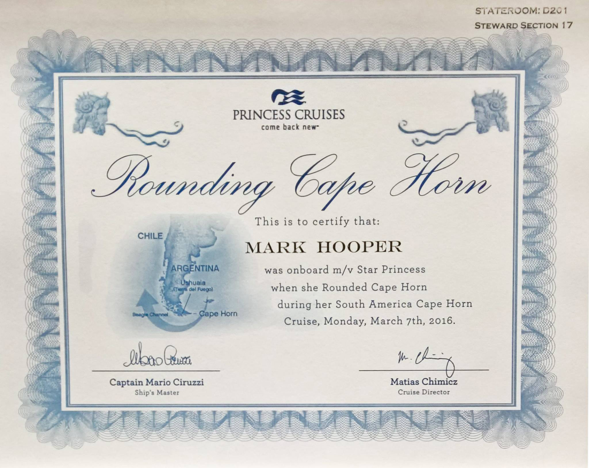 Cape Horn Certificate